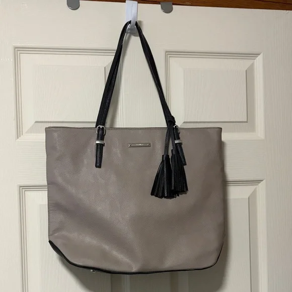 Nine West Gray/Taupe and Black Tote Bag - Picture 1 of 9